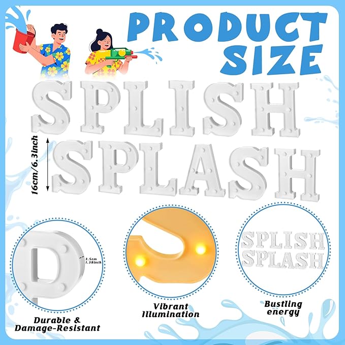 12 Pcs Summer Splish Splash Party Decorations Light Sign Summer Pool
