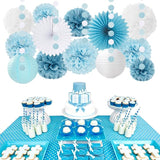 Dusty Blue White Bridal Shower Bachelorette Party Decorations 22pcs