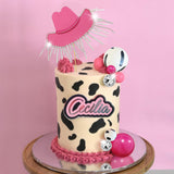 Cowgirl Cake Topper Hot Pink Cake Decoration Shiny Cowgirl Hat Disco