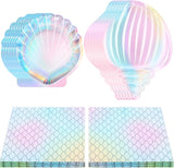 96 Pcs Mermaid Plates and Napkins for 24 Guests 7 Inch 9
