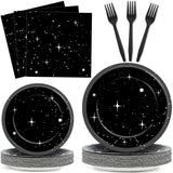 Qyeahkj 100Pcs Stars Birthday Party Decorations Galaxy Plates and