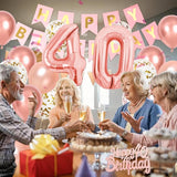 40th Rose Gold Birthday Decorations For Women Number 40 Balloons