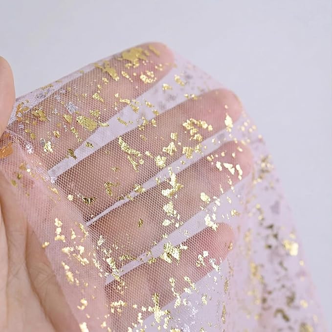 Artoid Mode Gold Gauze Pink Table Runner 120 Inch 10FT, Glitter
