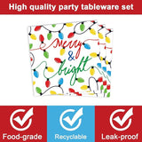 96PCS Merry Christmas Party Tableware Set Christmas Lights Party