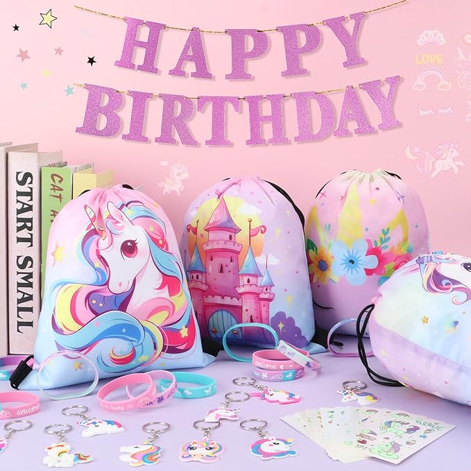 12 Sets Unicorn Party Favors Birthday Supplies for Girls Kid