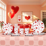 112 PCS Valentines Day Plates and Napkins Party Decorations Red