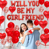 Letter Balloons - Will You Be My Girlfriend 18“ Red Heart Foil