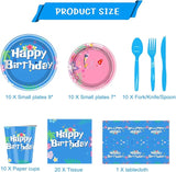 81Pcs Tropical Hawaiian Party Cutlery Set Blue and Pink Party Plates