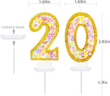 20th Birthday Candle for Cake, Colorful Macaron Numeral Candles for