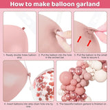 Amandir 153pcs Dusty Pink Balloon Garland Arch Kit, Different Sizes