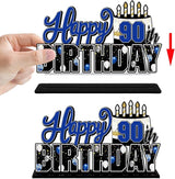 LINGTEER Happy 90th Birthday Blue Acrylic Table Topper Centerpieces