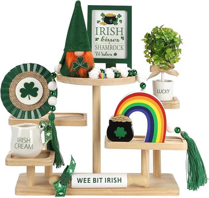 St Patrick's Day Decoration 8 PCS Tiered Tray Decor Set Cute