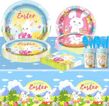 Easter Party Tableware Set 81 Pcs Easter Bunny Decorations