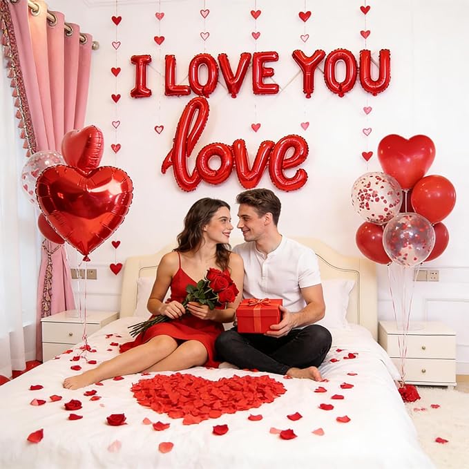 1100PCS Valentine's Day Balloons Kit with XOXO Red Heart and I Love
