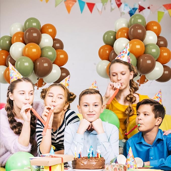Funhot Sage Green Brown Balloons Set, 60 Pcs Jungle Safari Party
