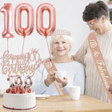 100th Birthday Decorations for Women with Banner Rose Gold