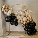 Black and Gold Balloon Arch Kit Black White Sand Beige Cream