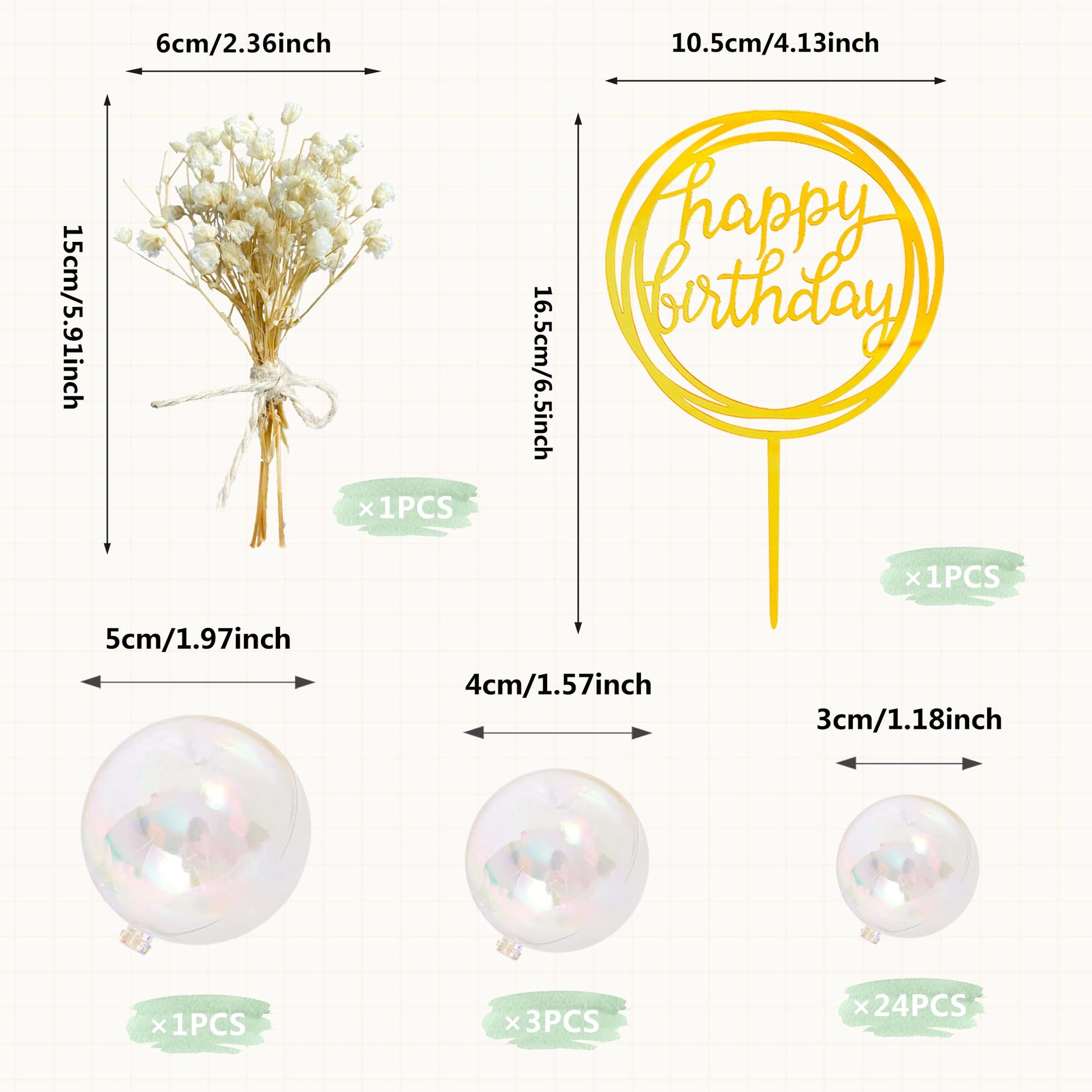 30 PCS Mini Balls Cake Topper DIY Cake Insert Topper Acrylic Cake