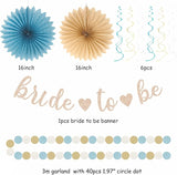 Beige-Champagne-Blue Boho Bachelorette Party-Decorations - 21pcs