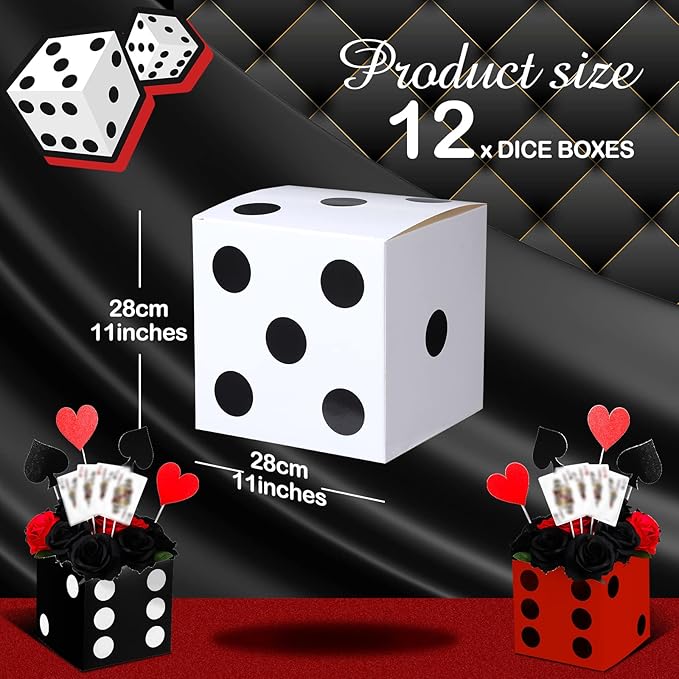Ctosree 12 Pcs Large Casino Dice Boxes 11 in Casino Theme Party