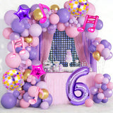 9Pcs Kpop Birthday Decorations - Kpop Music Balloons Hot Pink Music