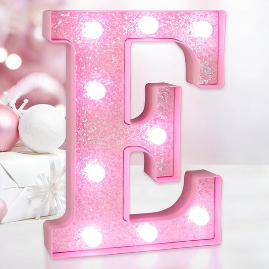 Pink Light Up Letters, LED Marquee Letters for Table, Small Glitter #6