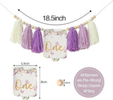 Handmade Butterfly Flower 1st Birthday High Chair Banner Purple