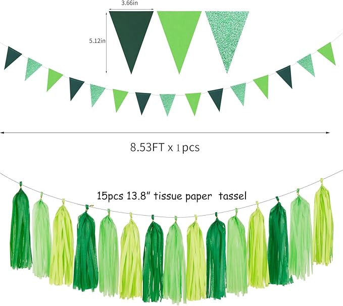 Green Party Decorations Tissue Pom Poms 23pcs St Patricks Day Paper
