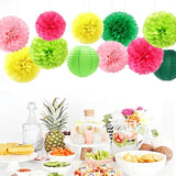 Hawaiian Summer Pool Party Decorations Paper Flowers Lanterns 15pcs