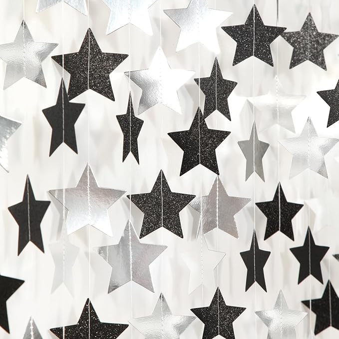 Black Silver Birthday Graduation Party Decorations Garland 62ft