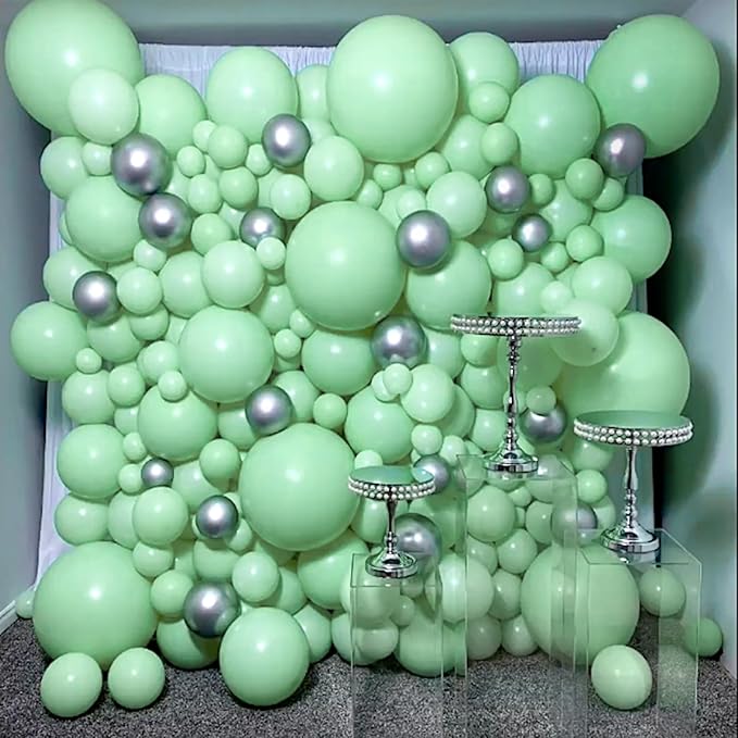 PartyWoo Mint Green Balloons 100 pcs Different Sizes Pack of 36 18 12