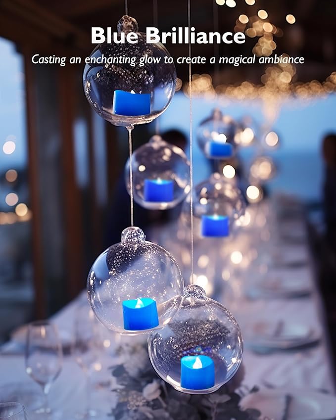 Homemory Blue Tea Lights Candles Battery Operated, 200+Hour Flameless