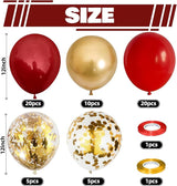 Red and Gold Balloon, 60 Pack 12 Inch Different Shades Red Party