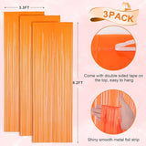 Voircoloria 3 Pack 3.3x8.2 Feet Orange Foil Fringe Backdrop Curtains,