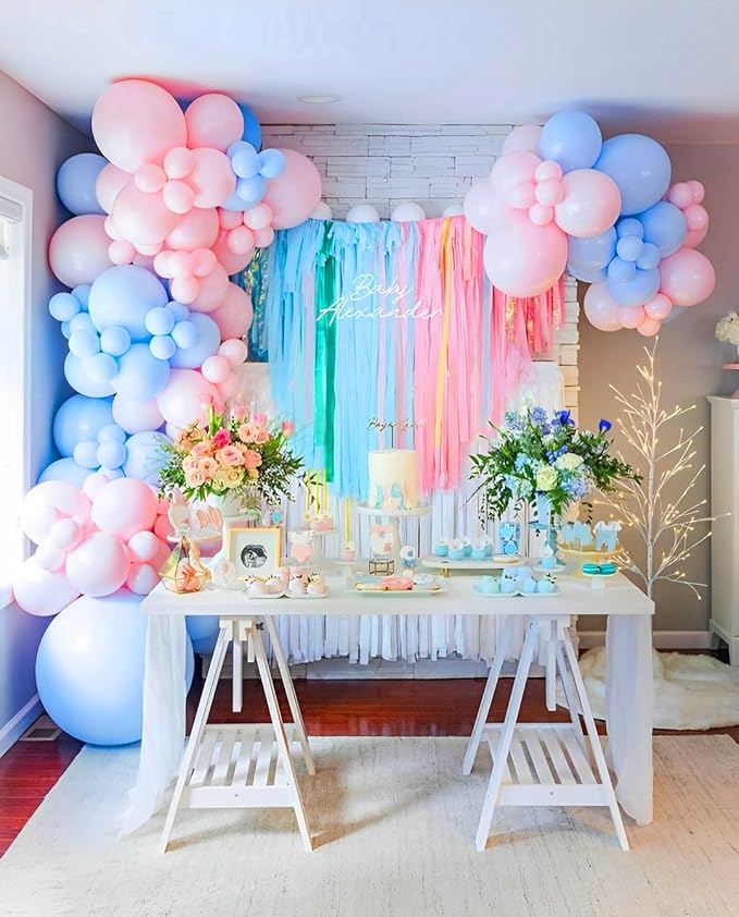 Pink & Blue Latex Balloon Set - 12 Inch Gender Reveal Balloon Pink