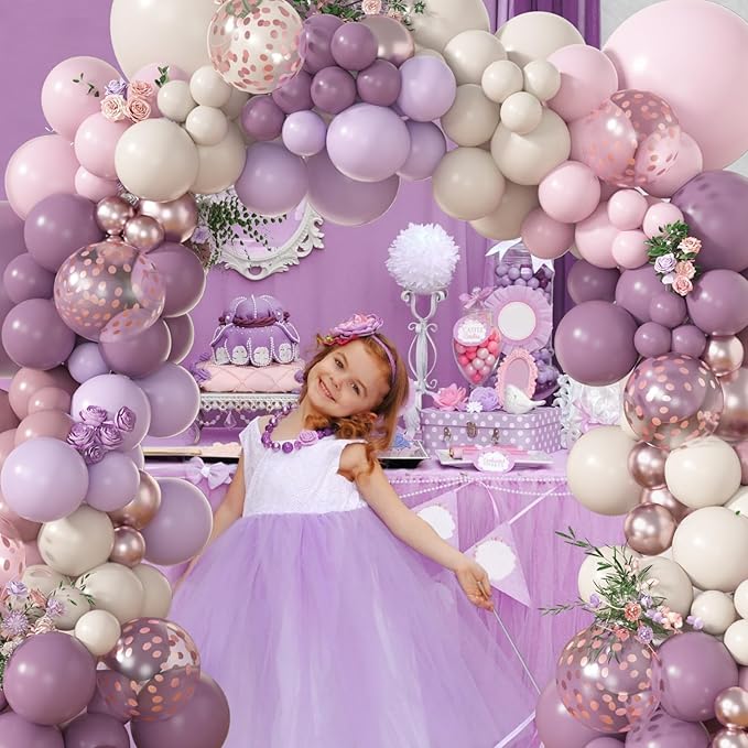 Amandir 173Pcs Dusty Purple Balloon Arch Garland Kit, Double-stuffed
