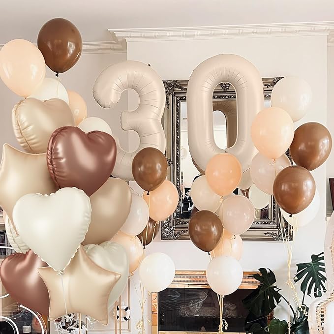 Nude 11 Balloons Set, 40 Inch Retro Apricot Foil Number 11 Balloon