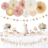 Champagne Gold Fall Boho Happy Engagement Party Decorations 21pcs