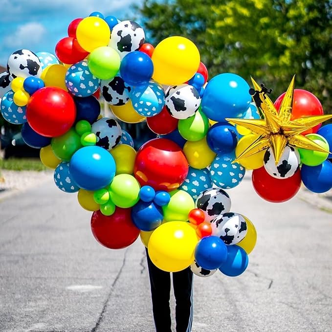 YMSZ Cow Print Balloons Arch Kit, 134pcs Red Blue Yellow Green