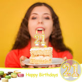 21st Birthday Candle for Cake, Colorful Macaron Numeral Candles for