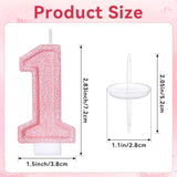 Cute Number 1 Birthday Candle, Glitter Pink Number Candles, First