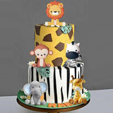 Jungle Safari Animal Cake Topper with Lion Giraffe Monkey Elephant