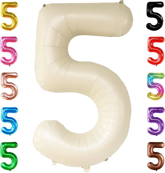 KatchOn, Gaint Cream White 5 Balloon Number - 40 Inch | 5 Birthday