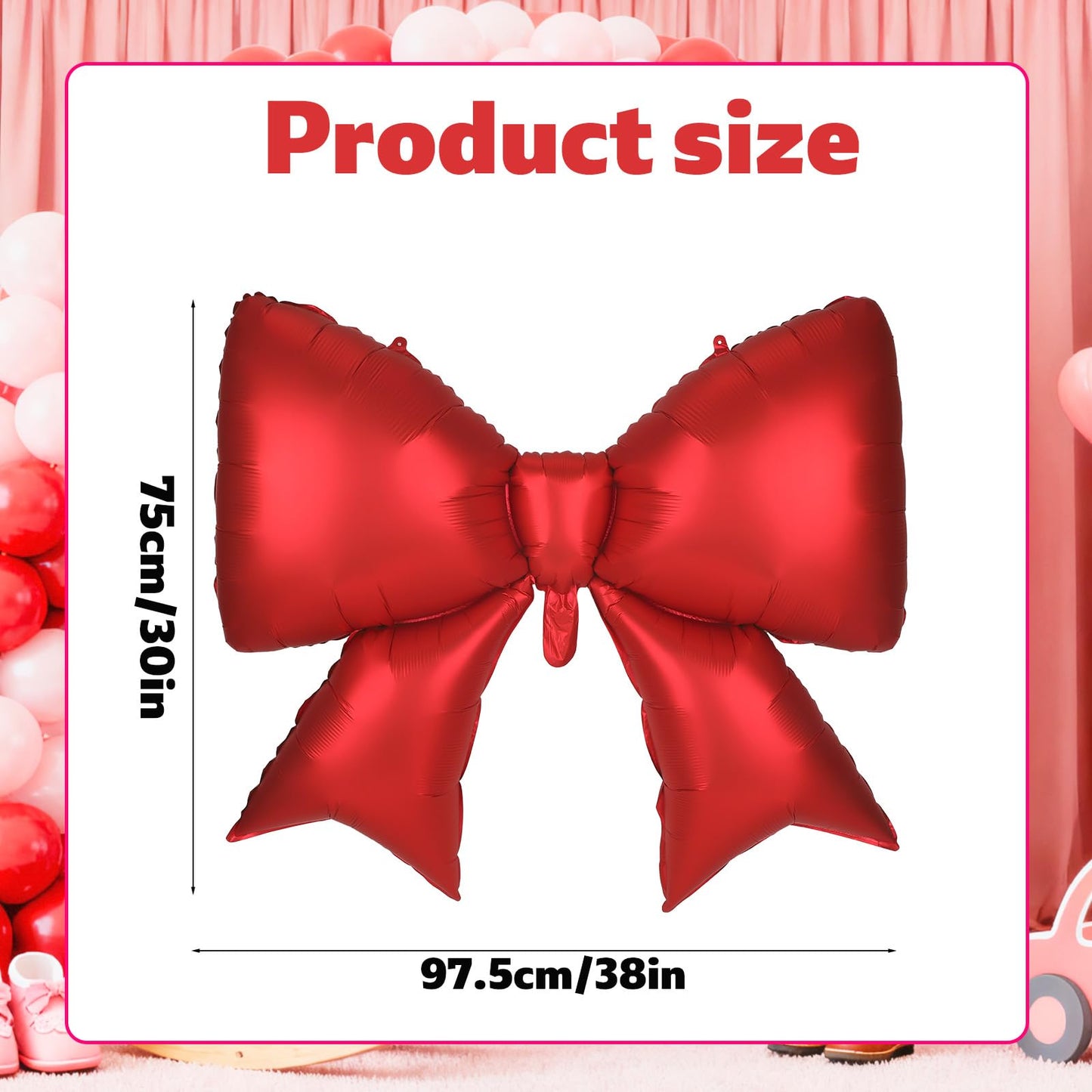 4Pcs Giant Bow Balloons, 97.5cm/38in Big Elegant Coquette Theme Red