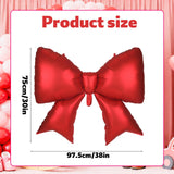 4Pcs Giant Bow Balloons, 97.5cm/38in Big Elegant Coquette Theme Red