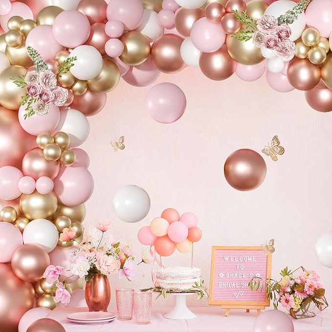 Rose Gold Pink Balloon Arch Kit 163 Pcs rose gold Balloon Garland