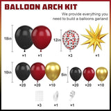 Burgundy Balloon Arch Kit,Black Gold Maroon Balloon Garland with Star