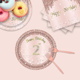 24 Sets 2nd Rose Gold Birthday Party Decrations for Girls 2 Birthday
