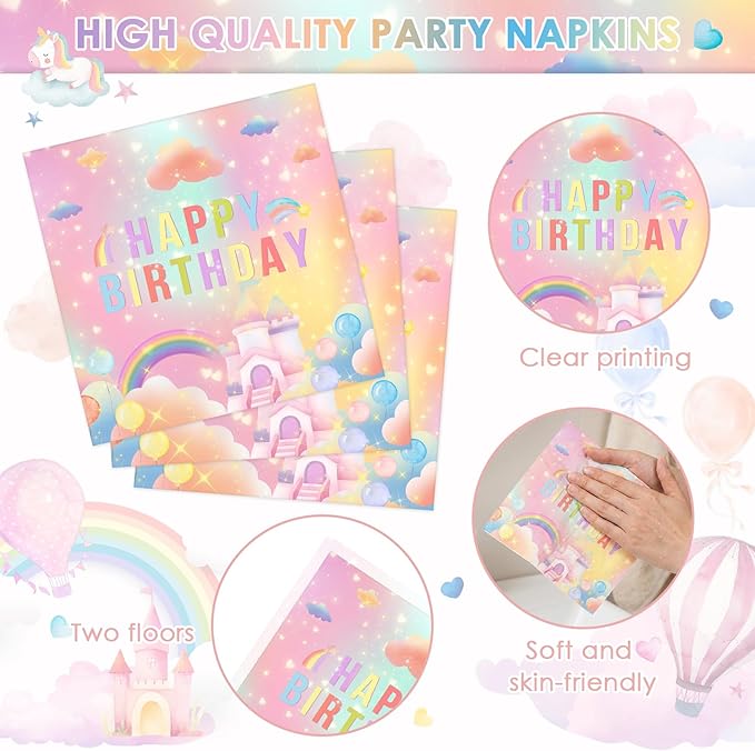 96 Pcs Happy Birthday Party Decorations Tableware Set Unicorn