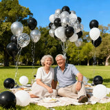 Zesliwy Black Silver Balloons Set,50pcs 12inch Metallic Silver Black
